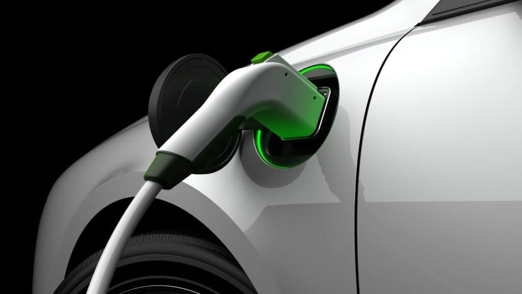 An electric car with charging cable